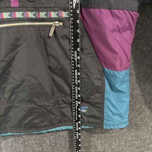 Vintage LL Bean Jacket Men's Large Black Colorblock Hooded Anorak Thinsulate 90s - Picture 5 of 8